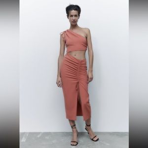 NWT ZARA draped asymmetric dress